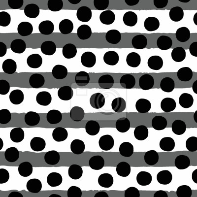 Behang Motief met zwarte stippen op een gestreepte achtergrond