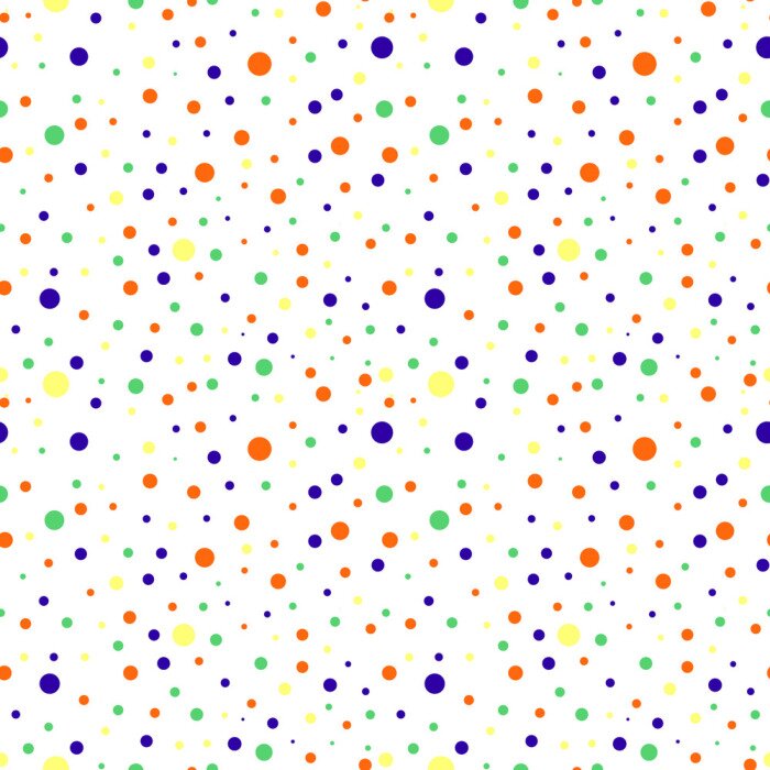 Behang Motief van gekleurde stippen op een witte achtergrond