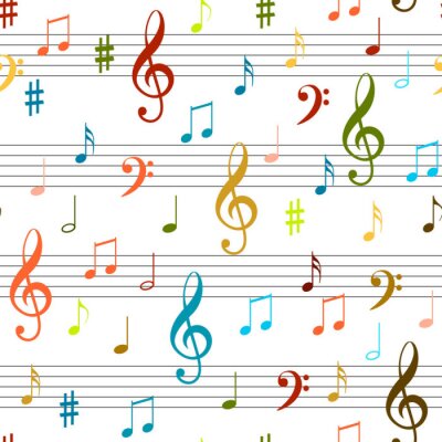 Behang Musical colorful notes seamless pattern