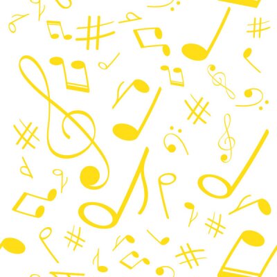 Behang Musical symbols in seamless pattern. Musical background for banner, poster, clothing, tie, shirt, dress, web.