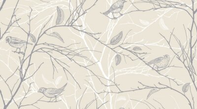 Behang Mussen op een tak