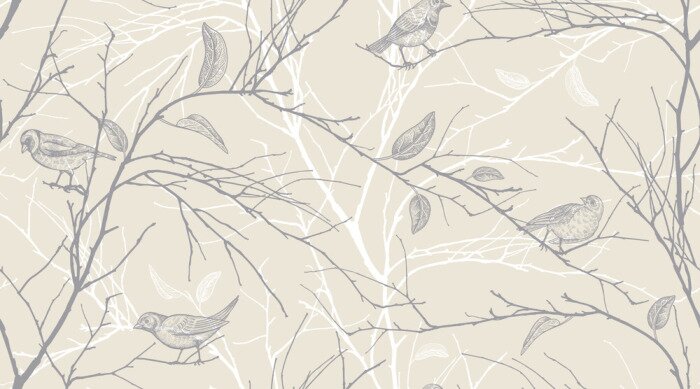 Behang Mussen op een tak