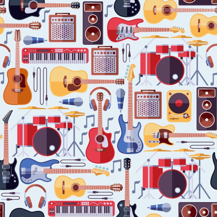 Behang Muziekinstrumenten naadloze vector achtergrond