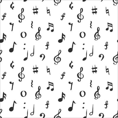 Behang Muzieknoot naadloze patroon vectorillustratie. Hand getrokken getekende doodle muziek notities symbolen