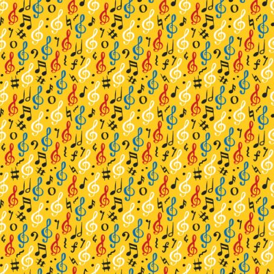 Behang Muzieknoot naadloze patroon vectorillustratie. Hand getrokken getekende doodle muziek notities symbolen