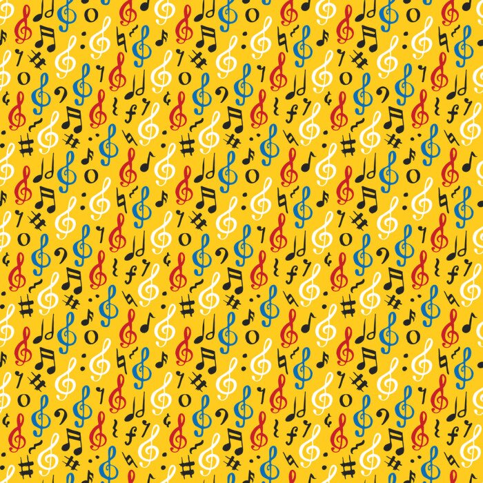 Behang Muzieknoot naadloze patroon vectorillustratie. Hand getrokken getekende doodle muziek notities symbolen