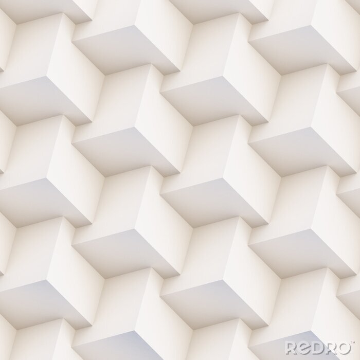 Behang Naadloos 3D-patroon gemaakt van witte en beige geometrische vormen, creatieve achtergrond of wallpaper oppervlak gemaakt van licht en schaduw. Futuristisch decoratief abstract textuurontwerp, eenvoudi