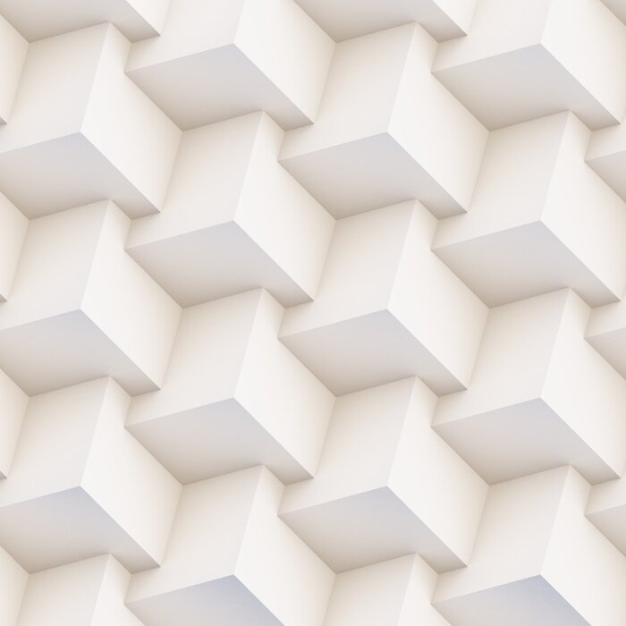Behang Naadloos 3D-patroon gemaakt van witte en beige geometrische vormen, creatieve achtergrond of wallpaper oppervlak gemaakt van licht en schaduw. Futuristisch decoratief abstract textuurontwerp, eenvoudi