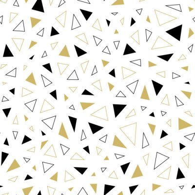 Behang Naadloos abstract vector patroon met zwarte en gouden driehoeken