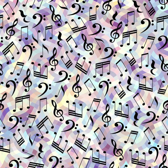 Behang Naadloos achtergrond patroon. Klassiek muziekpatroon met de notities.