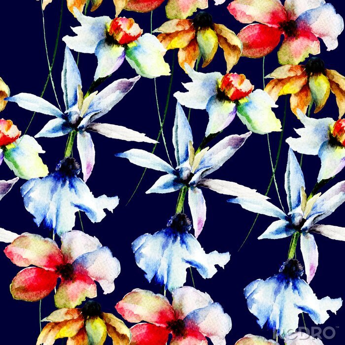 Behang Naadloos behang met de lentebloemen