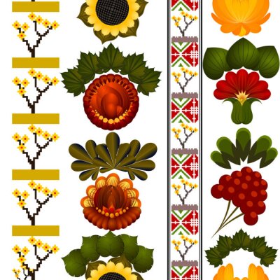 Behang Naadloos bloemenpatroon met elementen van het schilderen Petrikov