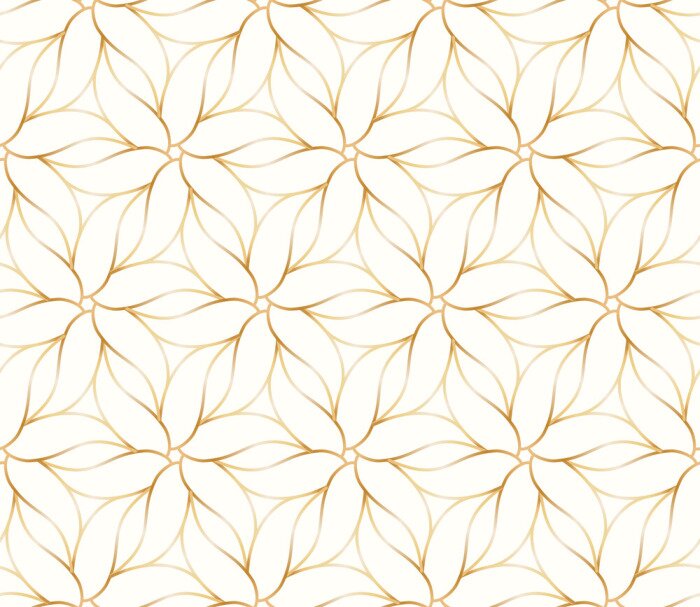 Behang Naadloos gouden bloempatroon op witte achtergrond