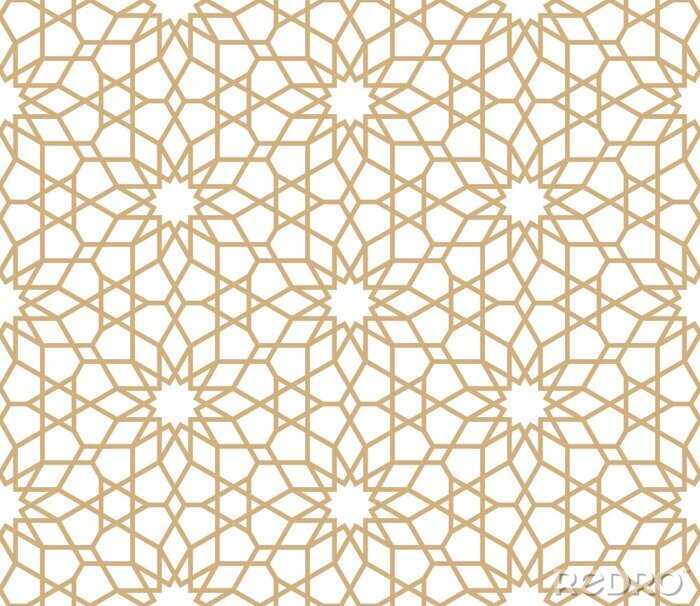 Behang Naadloos gouden oosters patroon. Islamitische achtergrond. Arabische lineaire textuur. Vector illustratie