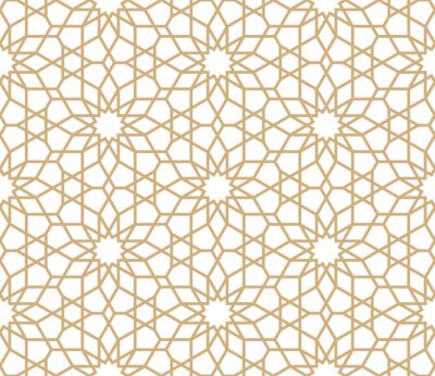 Behang Naadloos gouden oosters patroon. Islamitische achtergrond. Arabische lineaire textuur. Vector illustratie