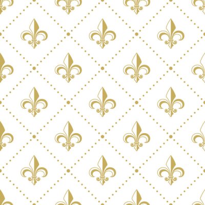 Behang Naadloos gouden patroon met Fleur de Lis. Vector illustratie.