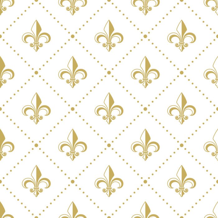 Behang Naadloos gouden patroon met Fleur de Lis. Vector illustratie.