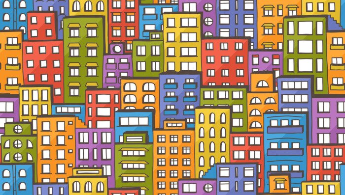 Behang Naadloos huizen patroon