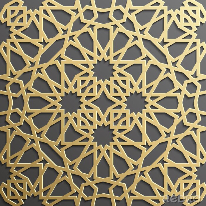 Behang Naadloos Islamitisch patroon 3d. Traditionele Arabische design element.