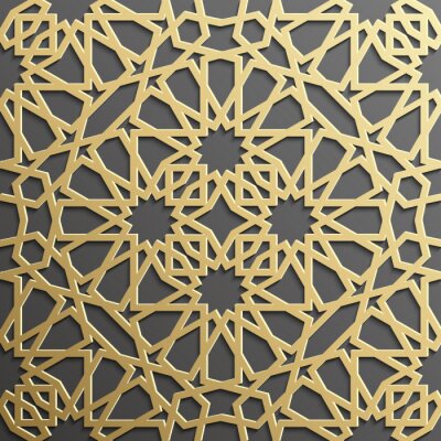 Behang Naadloos Islamitisch patroon 3d. Traditionele Arabische design element.