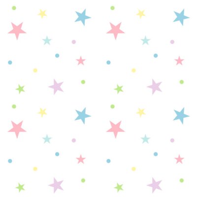 Behang Naadloos pastelsterpatroon op witte achtergrond. Leuke patroon vector illustratie.