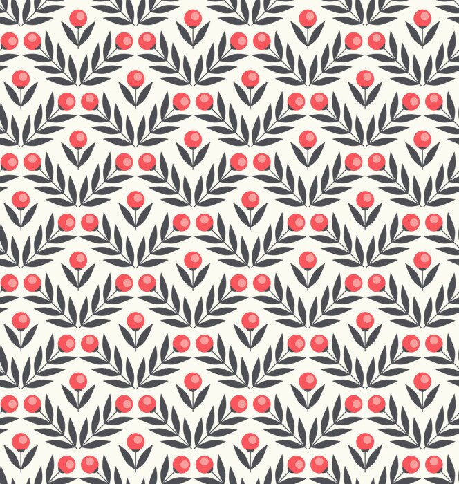 Behang Naadloos patroon met abstracte bloemen en bladeren