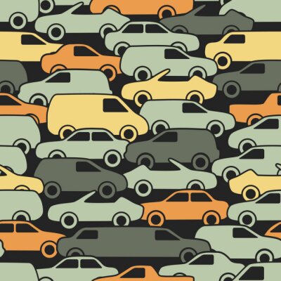 Behang Naadloos patroon met auto's. Vector illustratie.