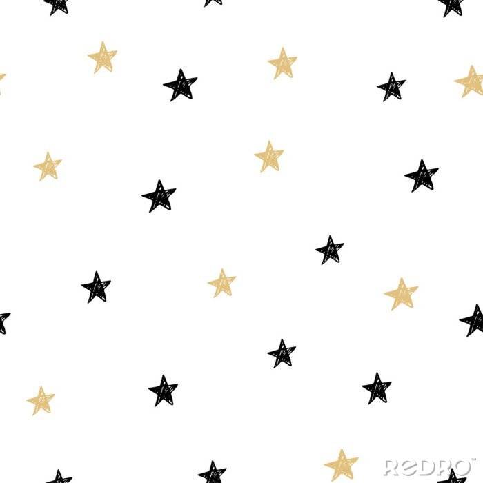Behang Naadloos patroon met de hand getekende sterren