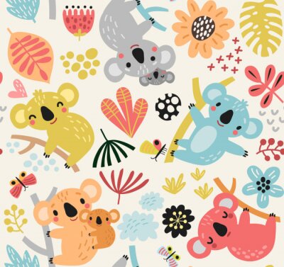 Behang Naadloos patroon met een koala