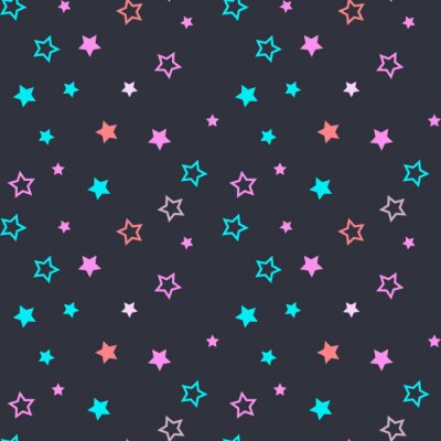 Sticker Naadloos patroon met gevulde en lege sterren op een donkere grijze achtergrond. Vector illustratie.