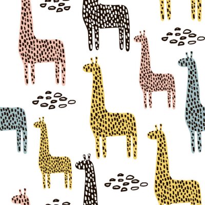 Behang Naadloos patroon met giraf. Kinderachtige textuur voor stof, textiel. Vector achtergrond