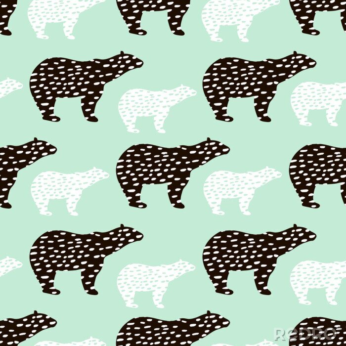 Behang Naadloos patroon met ijsbeer silhouet. Perfect voor stof, textiel.Vector achtergrond