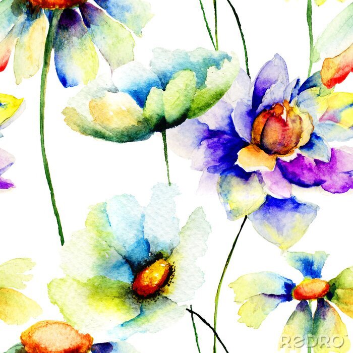 Behang Naadloos patroon met Kamille bloemen