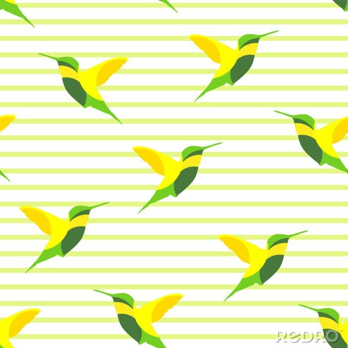 Behang Naadloos patroon met kolibrie in een strip. vector achtergrond