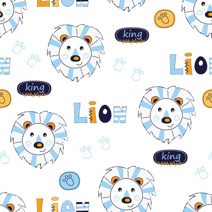 Behang Naadloos patroon met leeuwen