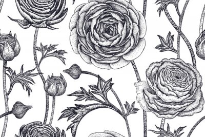 Behang Naadloos patroon met lentebloemen.