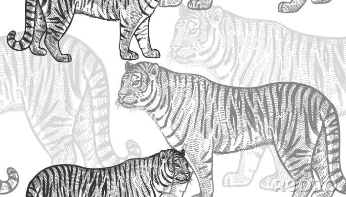 Behang Naadloos patroon met tijger