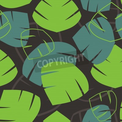 Behang Naadloos patroon met tropische palmbladeren. Vector illustratie.