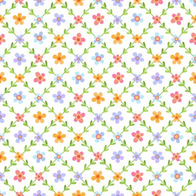 Behang Naadloos patroon met veelkleurige bloemen
