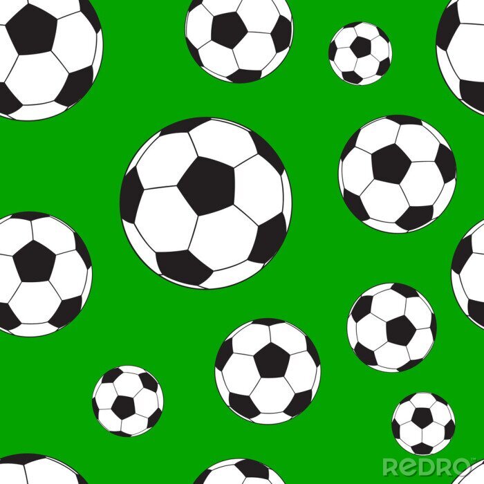 Behang Naadloos patroon met voetbalballen