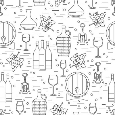 Behang Naadloos patroon met wijnmaken design element op wit