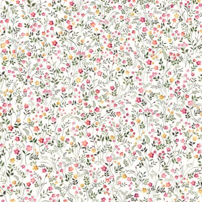 Behang Naadloos patroon met wilde bloemen