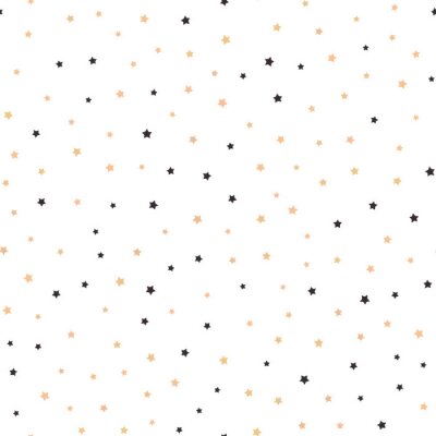 Sticker Naadloos patroon met willekeurig verspreide kleine sterren.