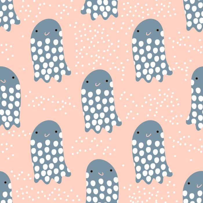 Behang Naadloos patroon met zeedier gelei vis, vis. Undersea Childish textuur voor stof, textiel. Vector achtergrond