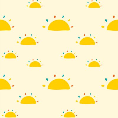 Behang Naadloos patroon met zonnen