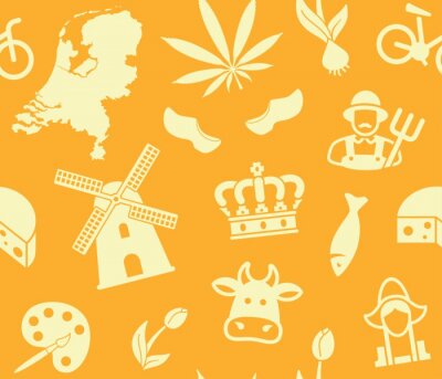 Behang Naadloos patroon op het thema van Nederland