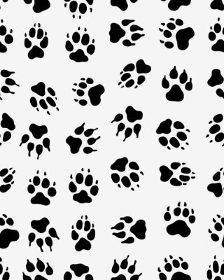 Naadloos patroon van de druk van honden poten op een witte achtergrond