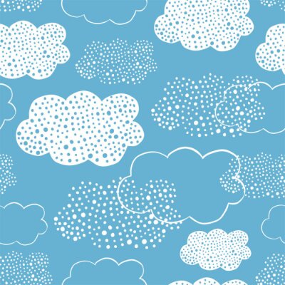 Behang Naadloos patroon van hand getrokken doodle wolken