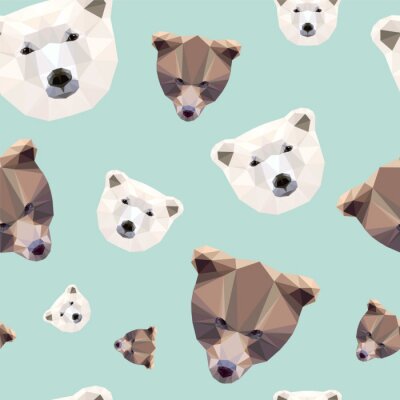 Behang Naadloos patroon - witte en bruine beren