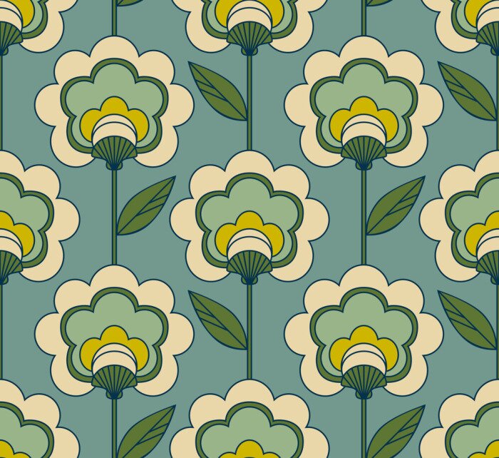 Behang Naadloos retro bloemenpatroon